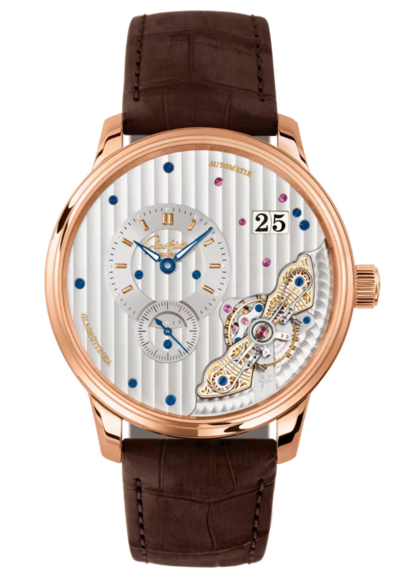 Glashütte Original 1-91-02-01-05-62 : PanoMaticInverse Red Gold / Silver / Nubuck - Folding