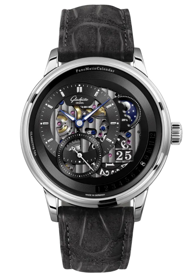 Glashütte Original 1-92-10-01-03-62) : PanoMatic Calendar Platinum / Skeleton  / Folding