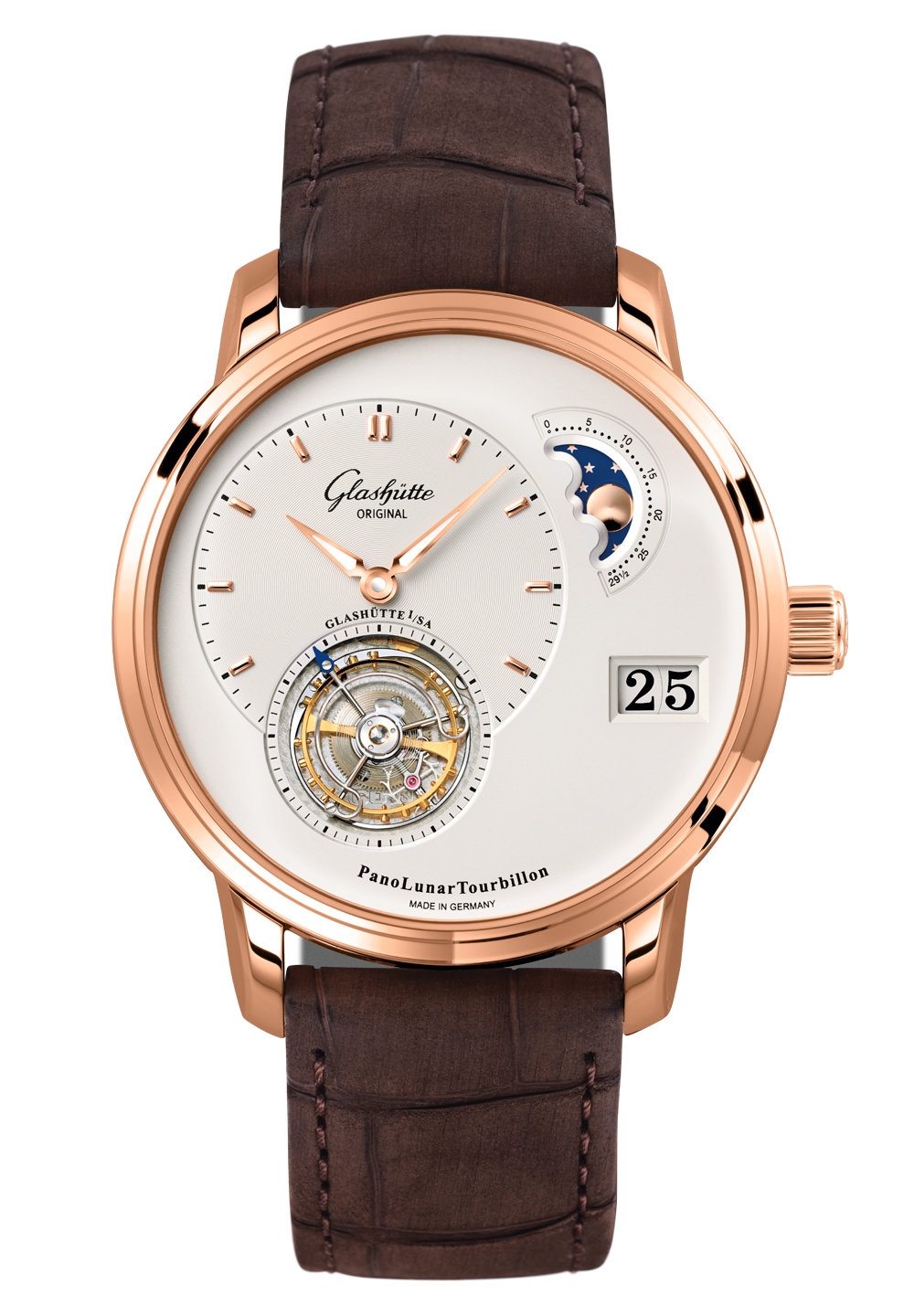 Glashütte Original 1-93-02-05-05-02 : PanoLunar Tourbillon Red Gold / Silver / Nubuck - Pin