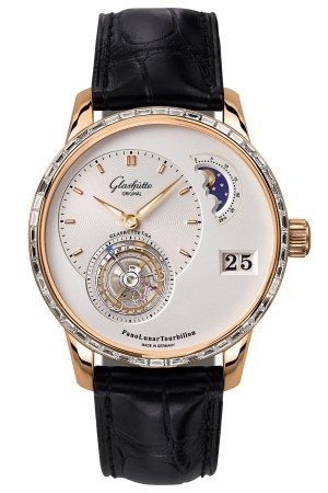 Glashütte Original 1-93-02-05-50-50 : PanoLunar Tourbillon Red Gold / Baguette / Silver / Alligator / Folding