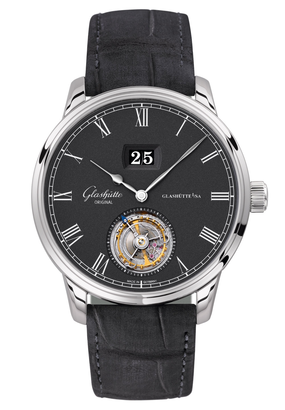 Glashütte Original 1-94-03-04-04-02 : Senator Tourbillon White Gold / Grey / Alligator / Pin