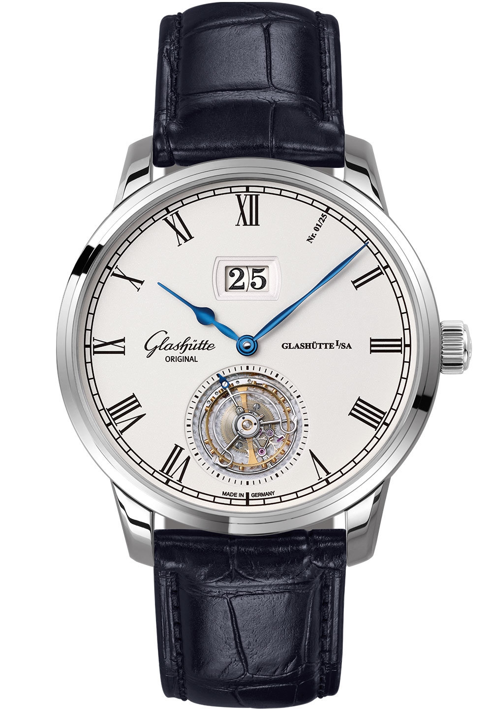 Glashütte Original 1-94-03-05-04-50 : Senator Tourbillon Edition Alfred Helwig White Gold / Silver / Alligator / Folding