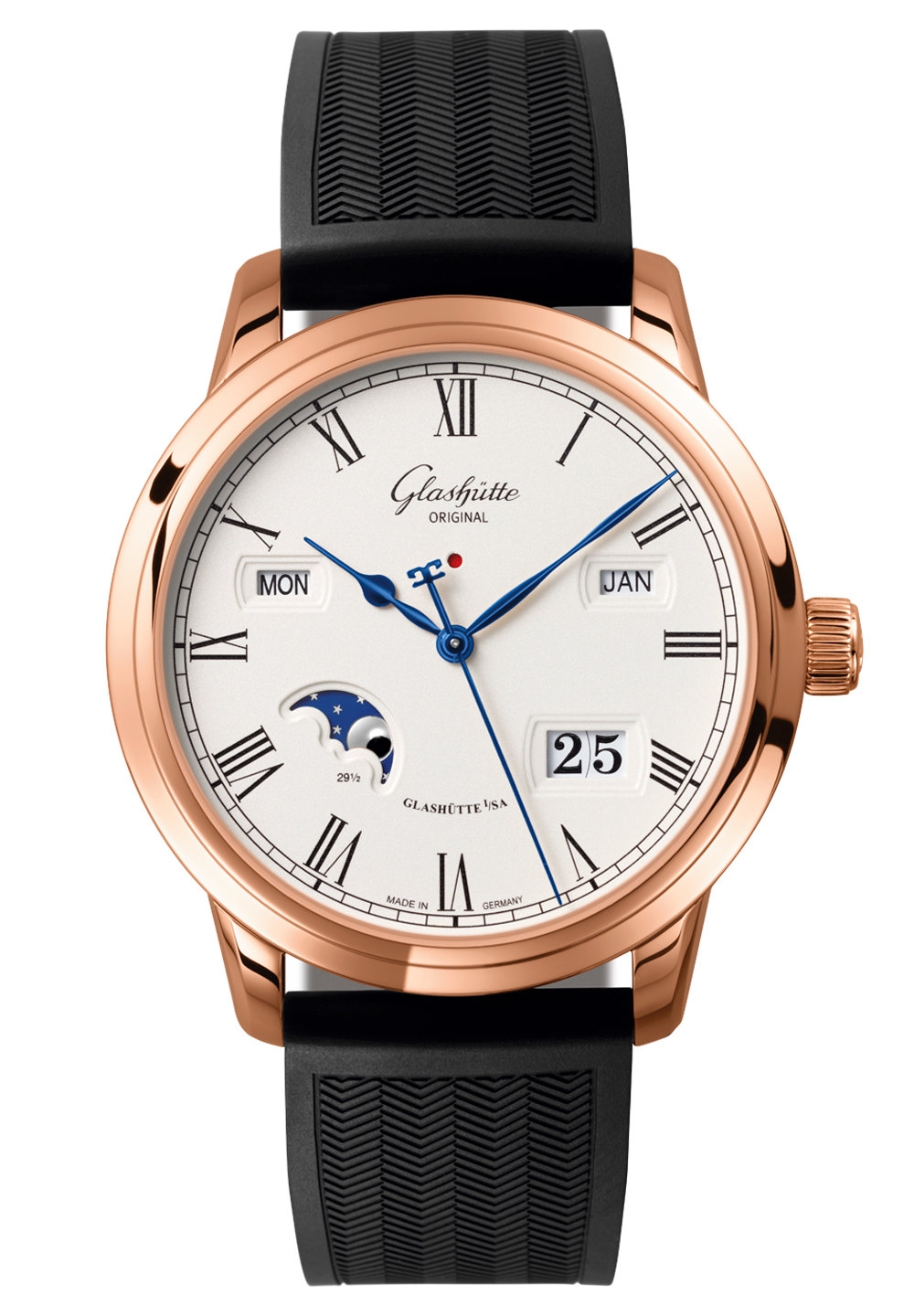 Glashütte Original 100-02-22-05-06 : Senator Perpetual Calendar Red Gold / Silver / Rubber / Pin