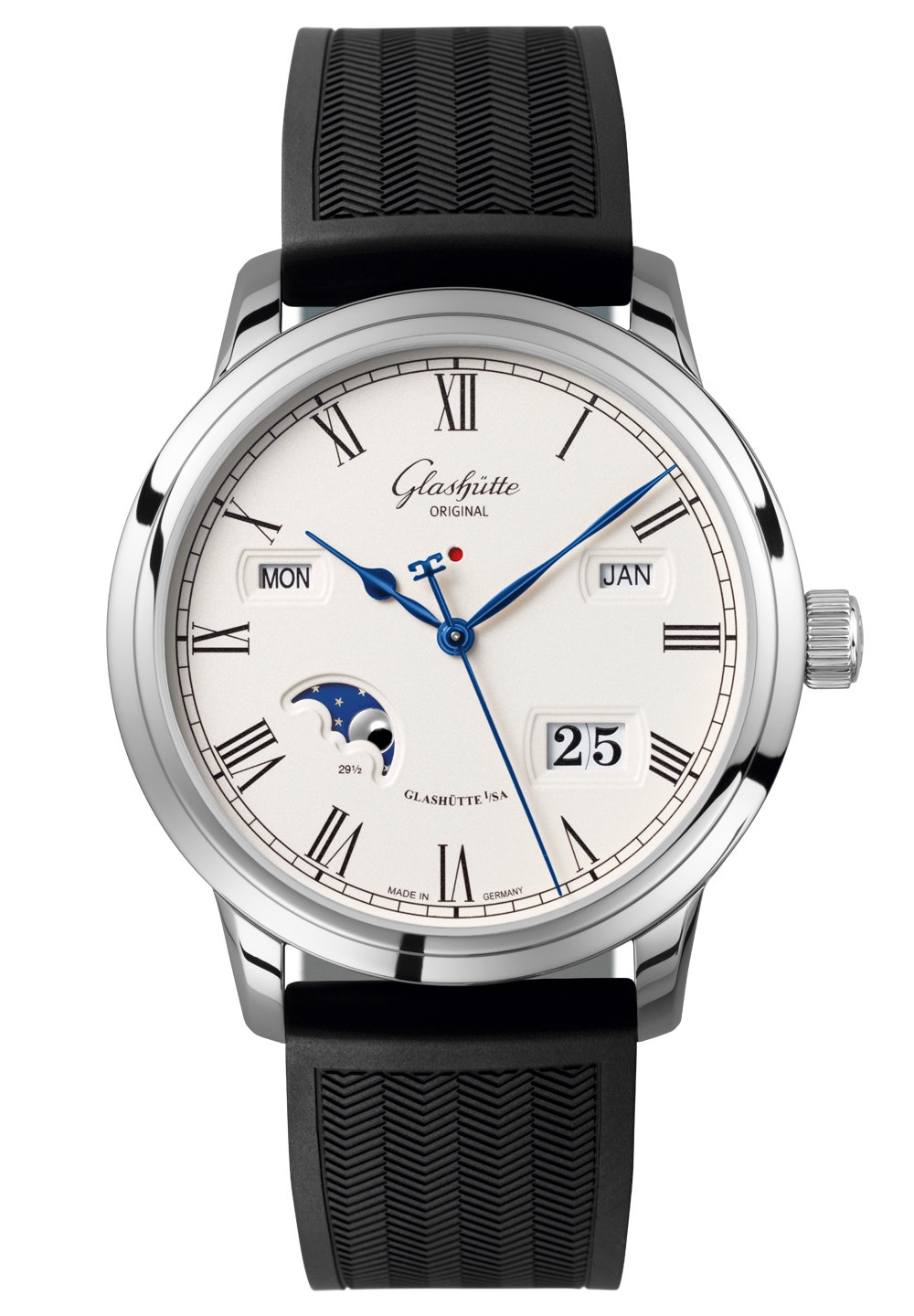 Glashütte Original 100-02-22-12-04 : Senator Perpetual Calendar Stainless Steel / Silver / Rubber / Folding