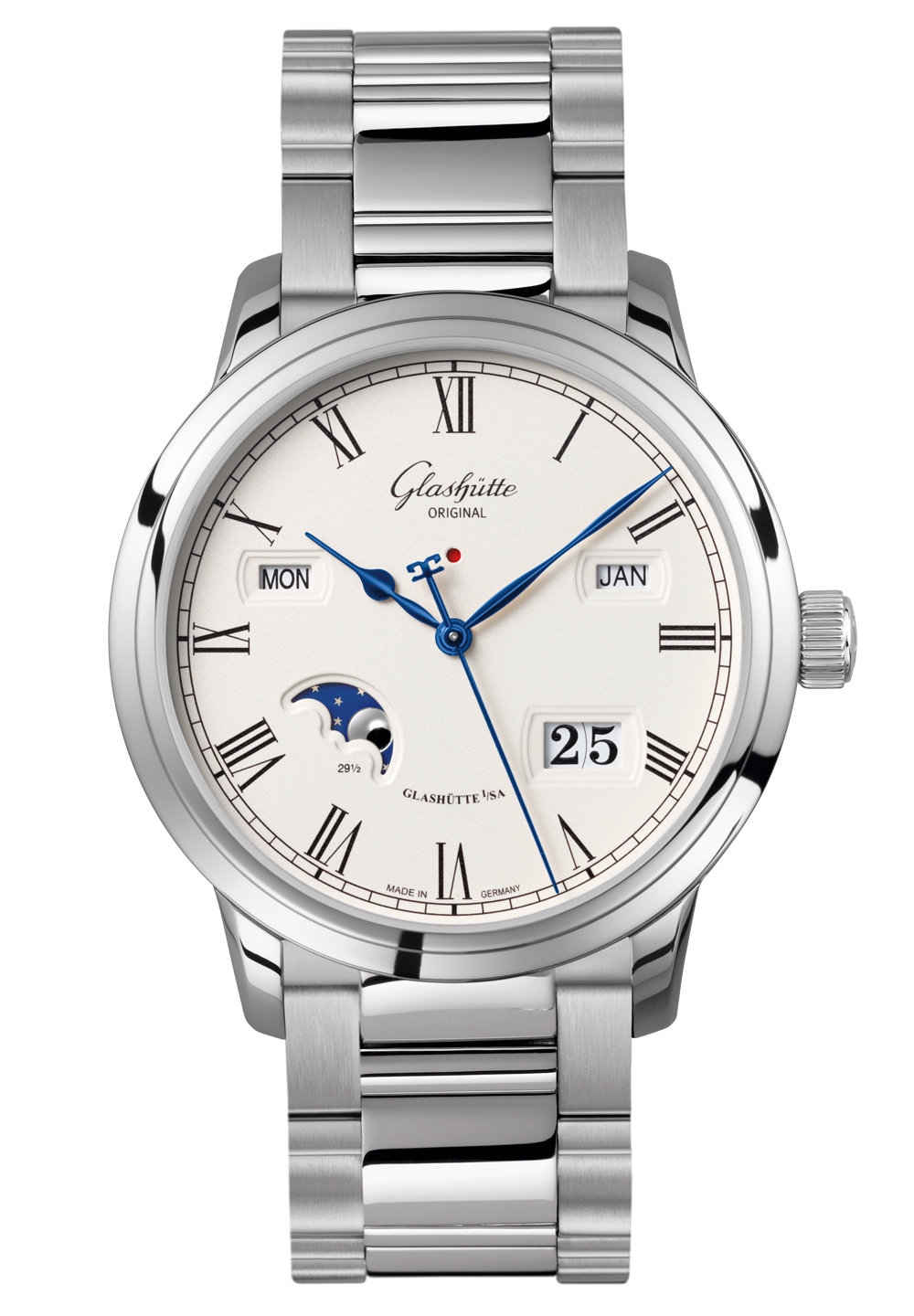 Glashütte Original 100-02-22-12-14 : Senator Perpetual Calendar Stainless Steel / Silver/ Bracelet