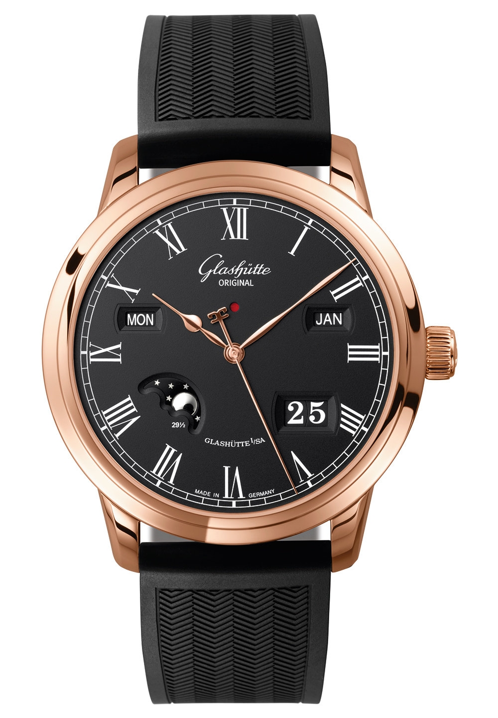 Glashütte Original 100-02-25-05-04 : Senator Perpetual Calendar Red Gold / Black / Rubber / Folding