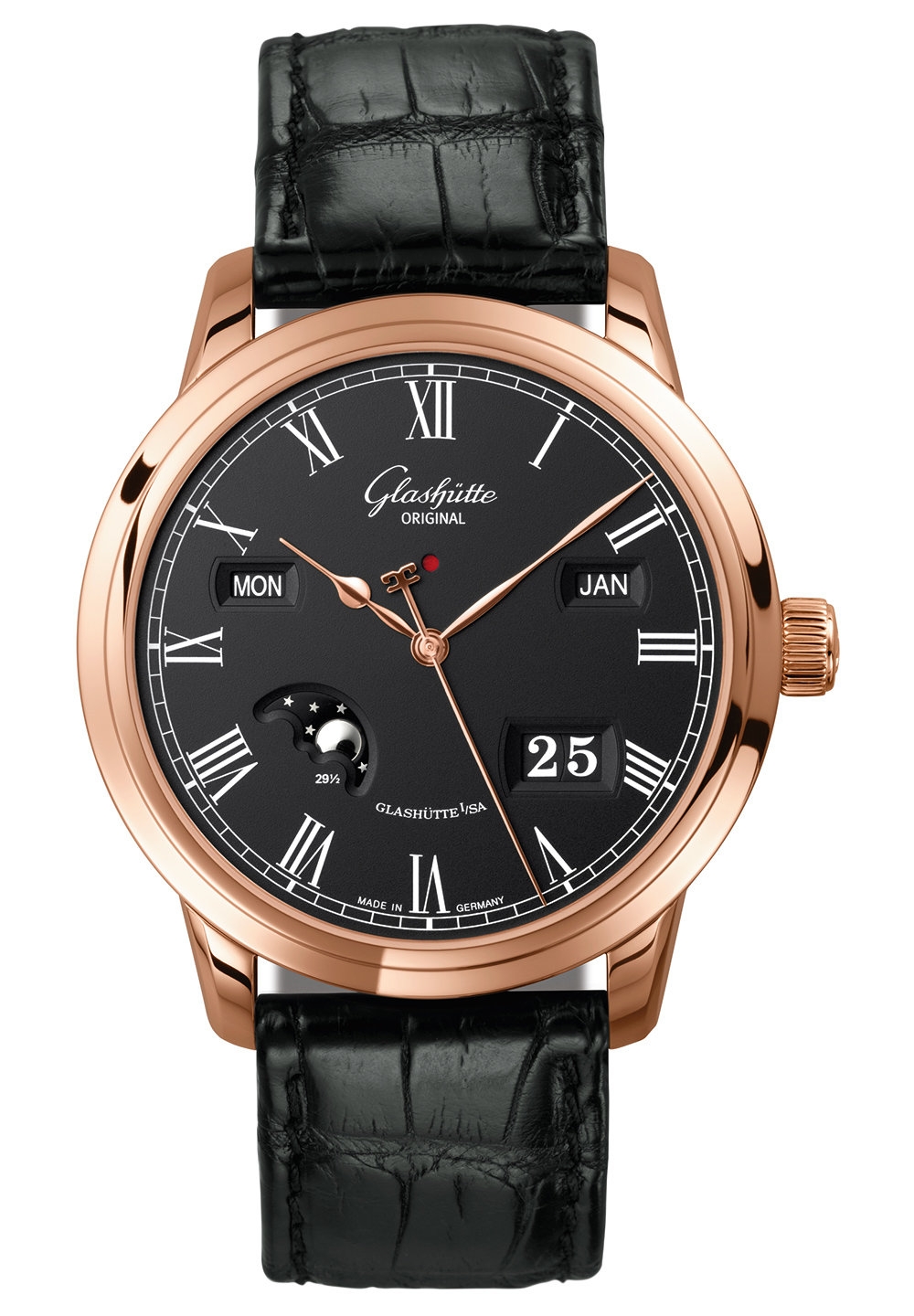 Glashütte Original 100-02-25-05-50 : Senator Perpetual Calendar Red Gold / Black / Alligator / Folding