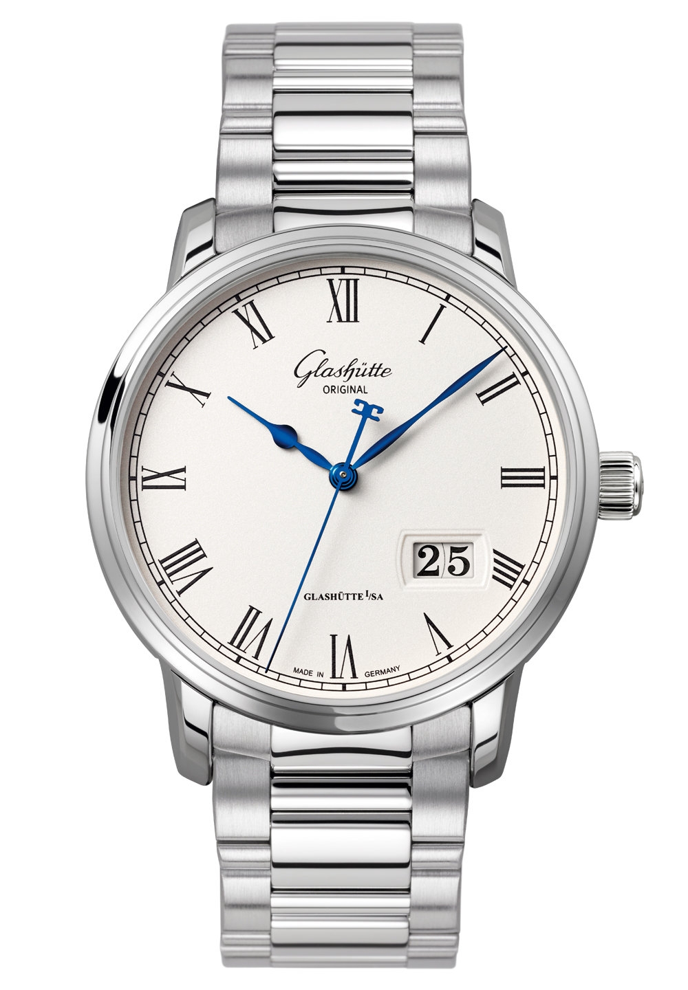 Glashütte Original 100-03-32-42-14 : Senator Panorama Date Stainless Steel / Silver / Bracelet
