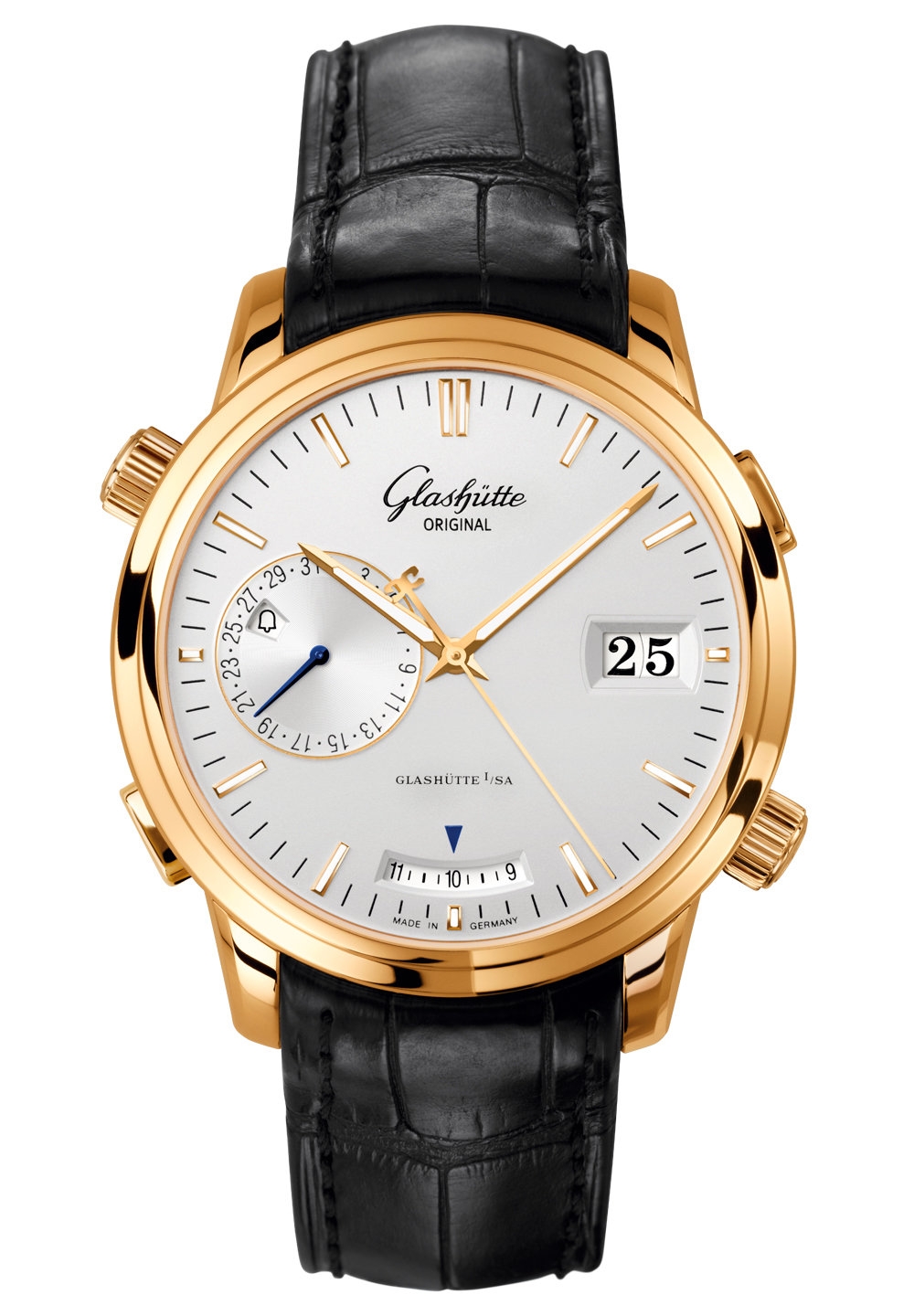 Glashütte Original 100-13-01-01-01 : Senator Diary Red Gold / Silver / Alligator / Pin