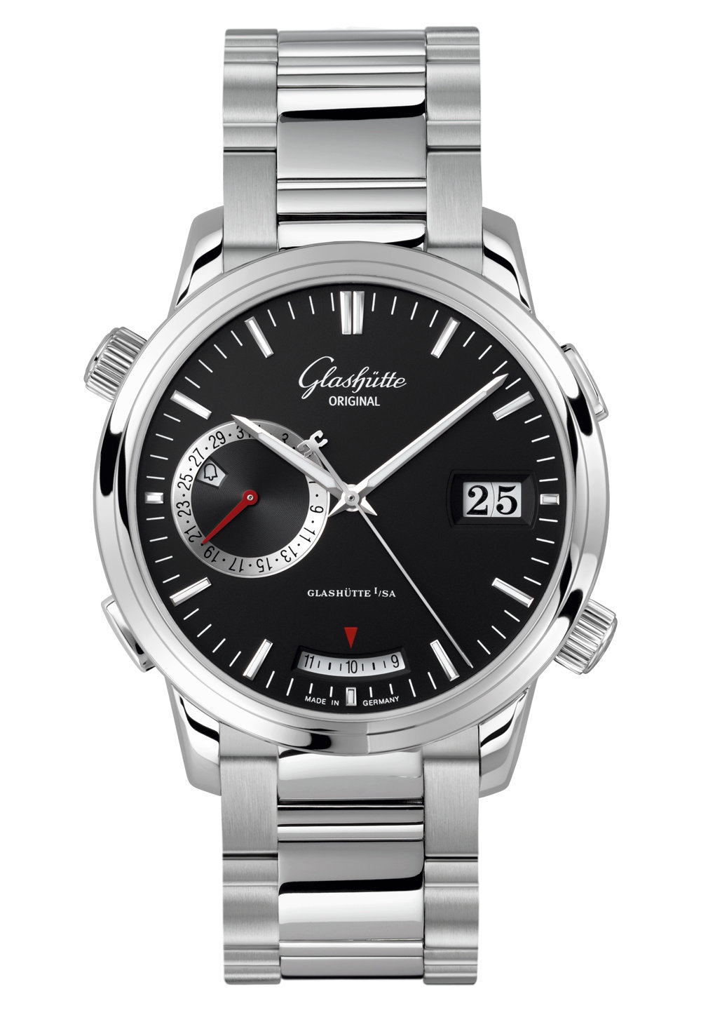Glashütte Original 100-13-02-02-14 : Senator Diary Stainless Steel Bracelet / Black / Bracelet