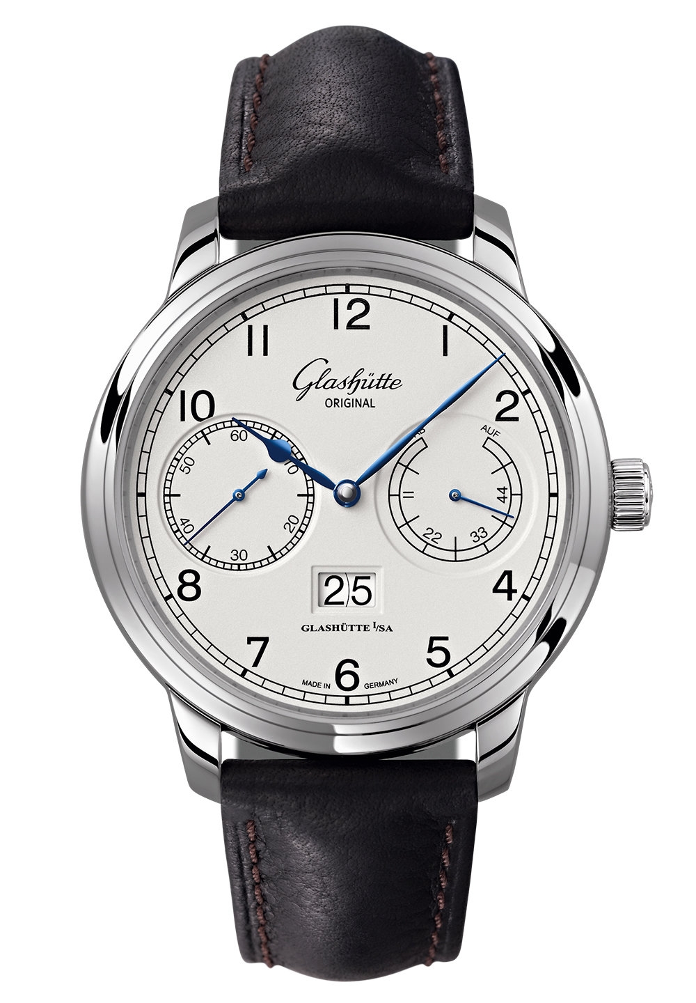 Glashütte Original 100-14-05-02-05 : Senator Observer Stainless Steel / Silver / Calf / Folding