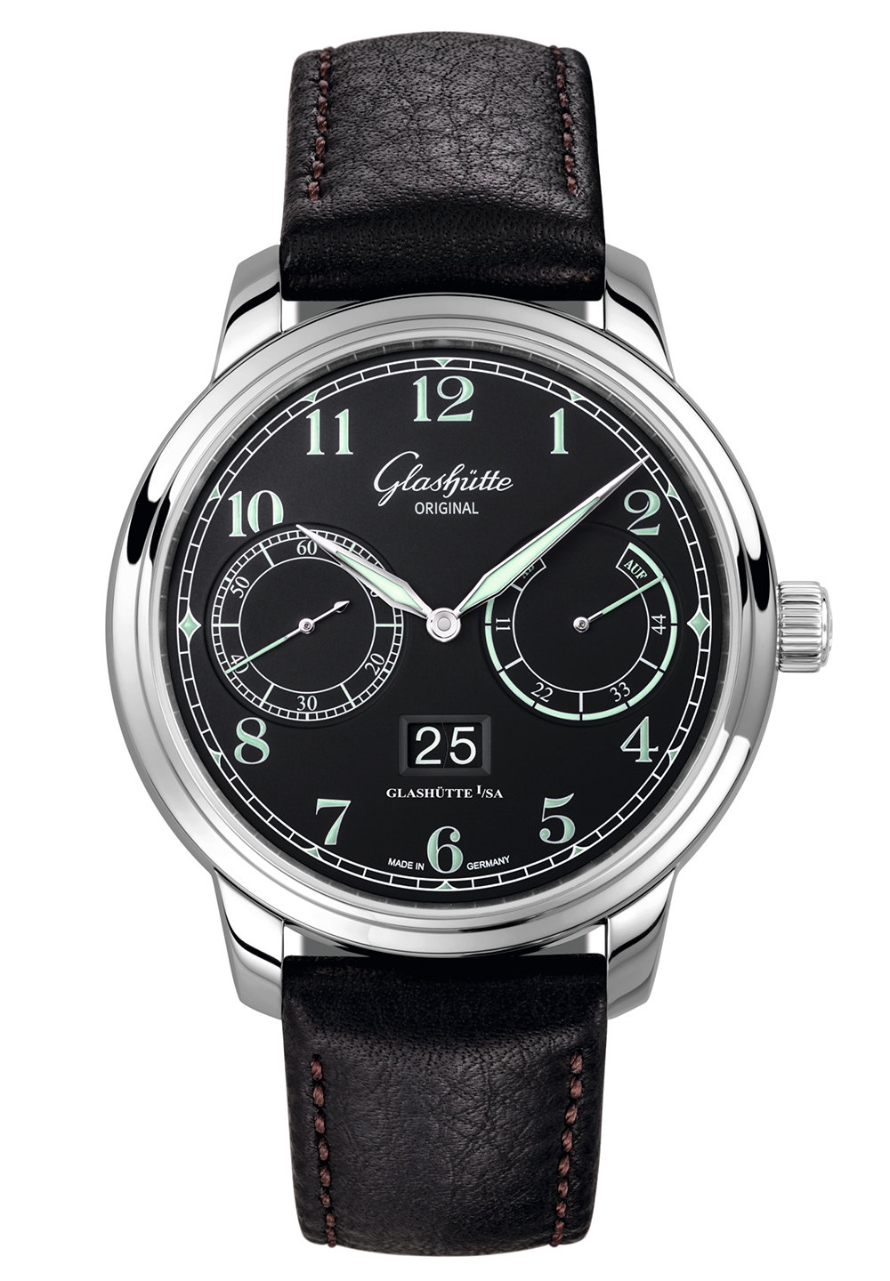 Glashütte Original 100-14-07-02-50 : Senator Observer Stainless Steel / Black / Calf / Folding