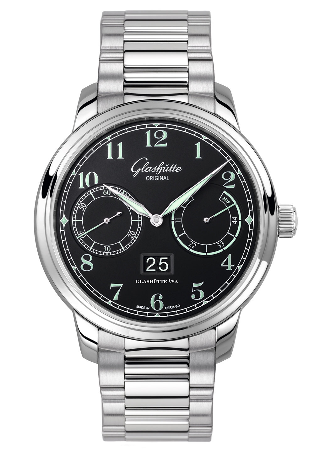 Glashütte Original 100-14-07-02-70 : Senator Observer Stainless Steel / Black / Bracelet