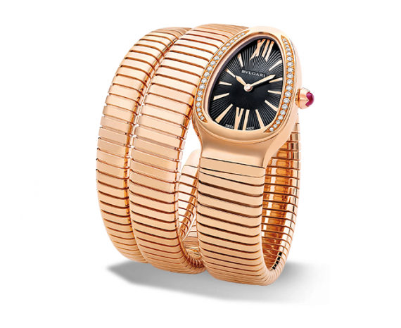 Bulgari 101814 : Serpenti Tubogas Pink Gold Black Diamond Double Tour
