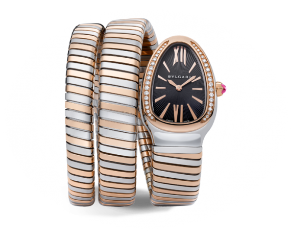 Bulgari 102099 : Serpenti Tubogas Two Tone Black Diamond Double Tour