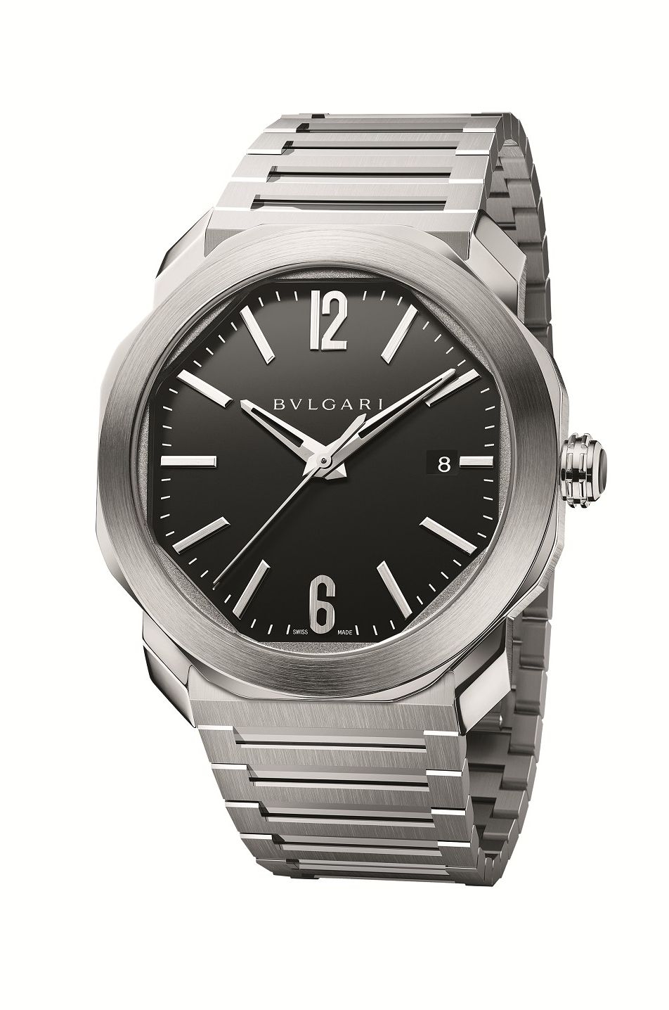 Bulgari 102704 : Octo Roma 41 Stainless Steel / Black / Bracelet
