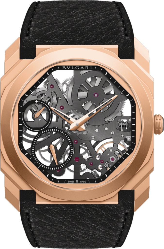 Bulgari 103389 : Octo Finissimo Skeleton Pink Gold  / Calf