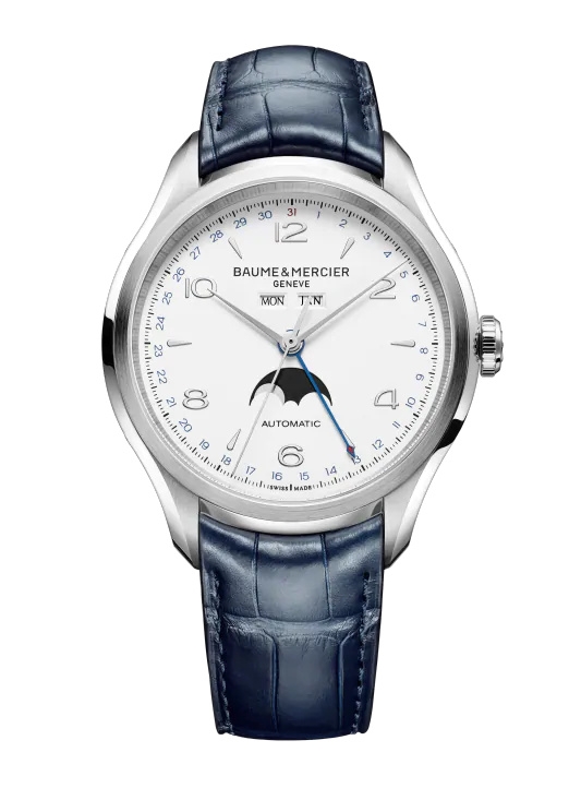 Baume & Mercier 10450 : Clifton Complete Calendar Stainless Steel / White / Strap