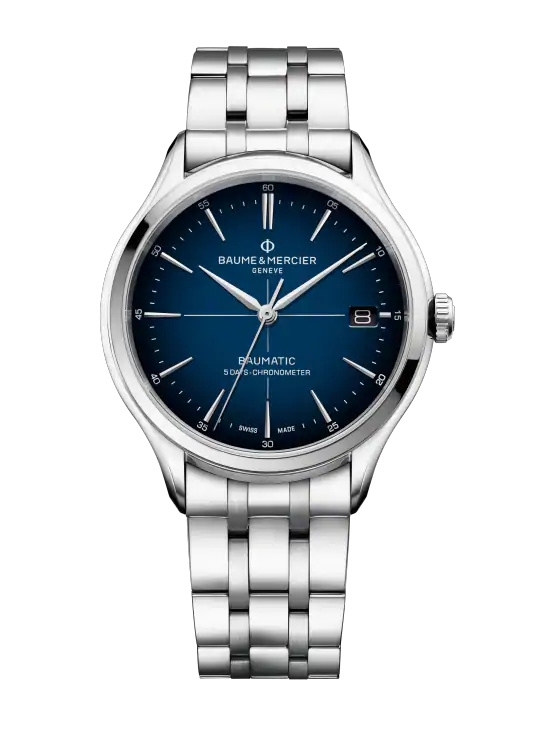 Baume & Mercier 10468 : Clifton Baumatic Stainless Steel / Blue / Bracelet / COSC