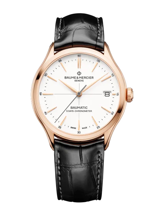 Baume & Mercier 10469 : Clifton Baumatic Red Gold / White / Strap / COSC