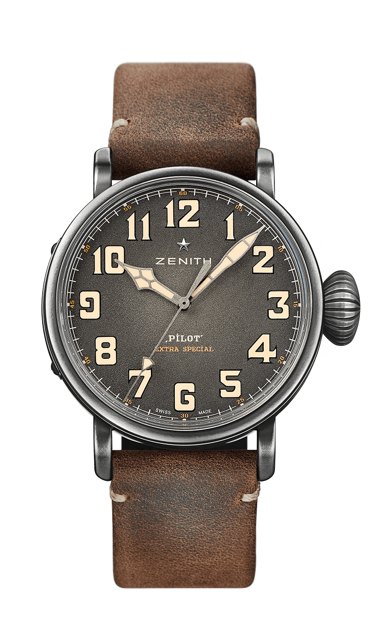 Zenith 11.2430.679/21.C801 : Pilot Type 20 Ton Up Aged Steel / Slate / Strap