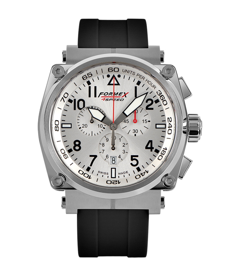 Formex 1100.1.3040.910 : Pilot Quartz Chronograph Silver / Rubber