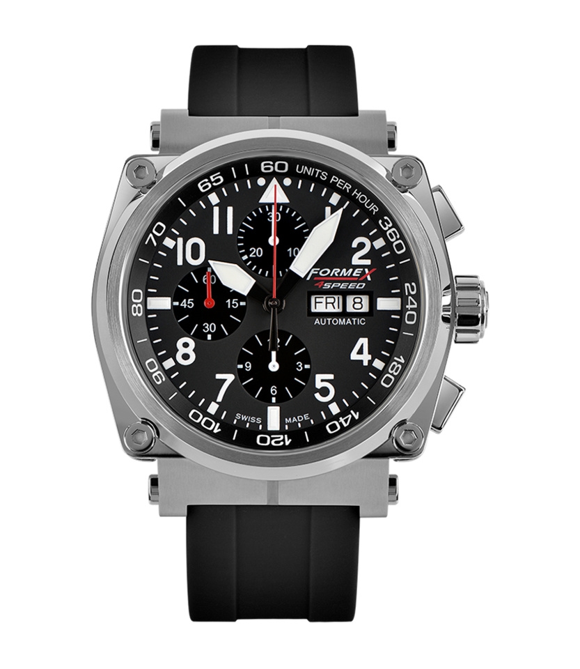 Formex 1100.1.8020.910 : Pilot Automatic Chronograph Black / Rubber
