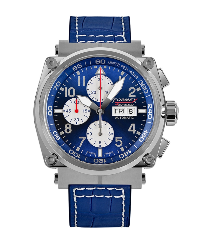 Formex 1100.1.8030.243 : Pilot Automatic Chronograph Blue / Croco