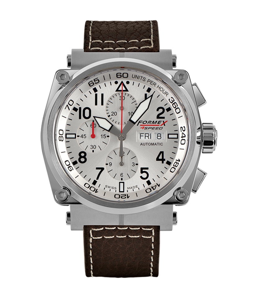 Formex 1100.1.8040.223 : Pilot Automatic Chronograph Silver / Calf
