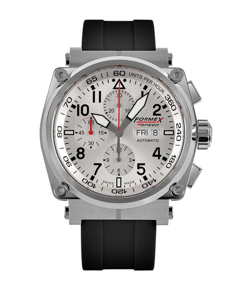 Formex 1100.1.8040.910 : Pilot Automatic Chronograph Silver / Rubber