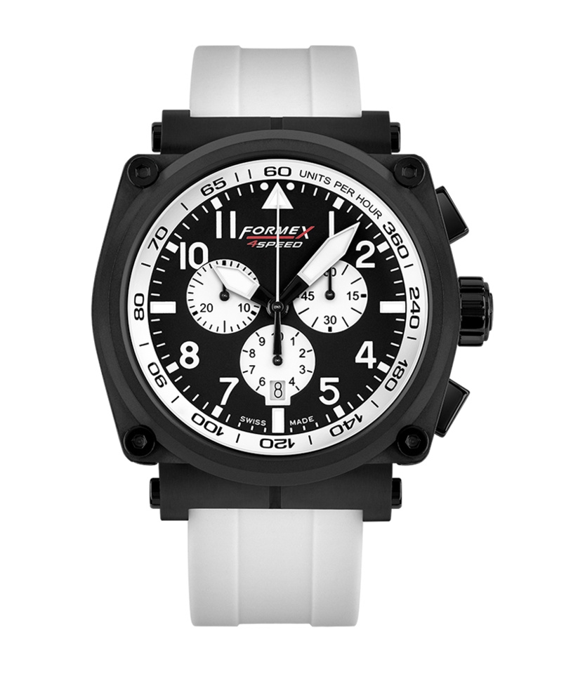 Formex 1100.4.3014.930 : Pilot Quartz Chronograph PVD / Black - White / Rubber