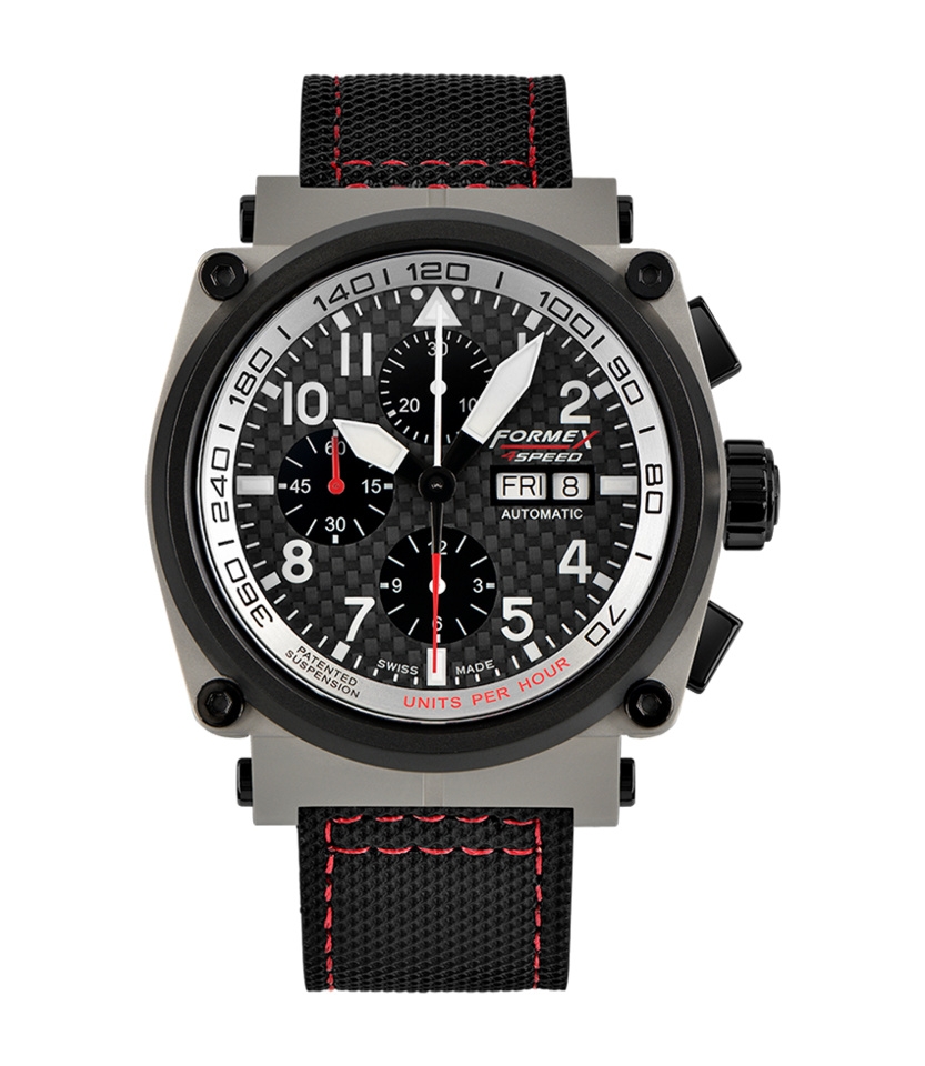 Formex 1100.5.8129.213 : Pilot Automatic Chronograph Sandblasted / Carbon Fibre / Calf