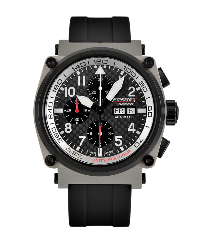 Formex 1100.5.8129.910 : Pilot Automatic Chronograph Sandblasted / Carbon Fibre / Rubber