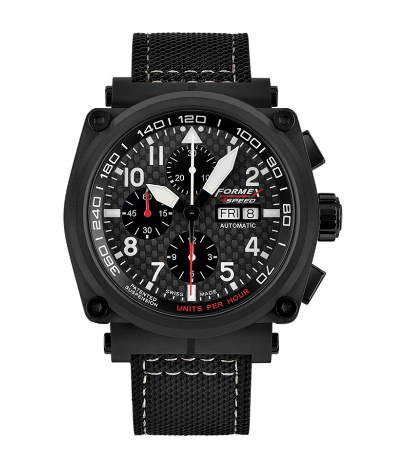 Formex 1100.9.8199.213 : Pilot Automatic Chronograph PVD / Carbon Fibre / Limited Edition / Calf