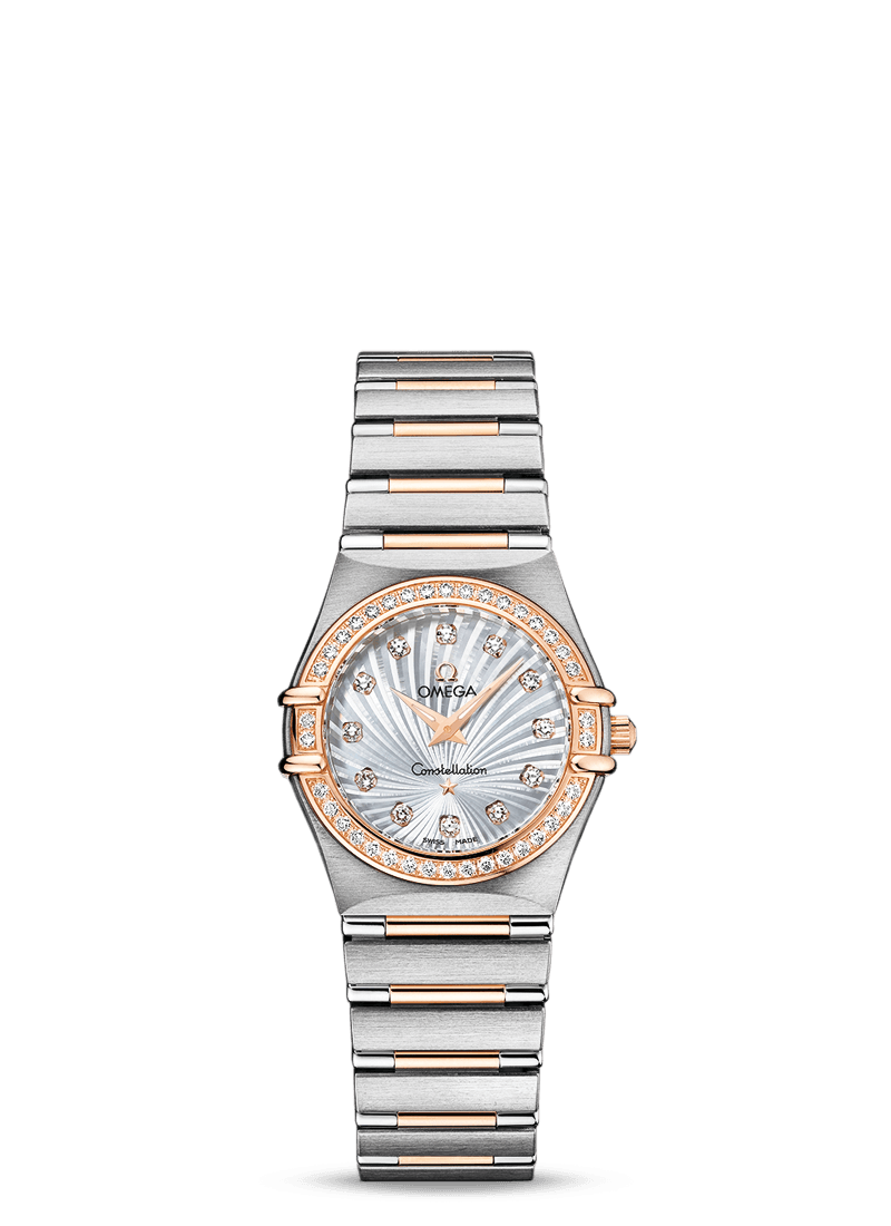 Omega 111.25.26.60.55.001 : Constellation Quartz 25.5 Stainless Steel / Red Gold / Diamond / MOP Supernova / 160 Years
