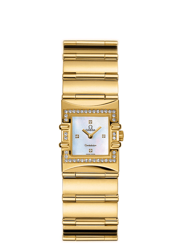 Omega 1135.76.00 : Constellation Quadra Quartz 19.3 Yellow Gold / Pink MOP / Bracelet