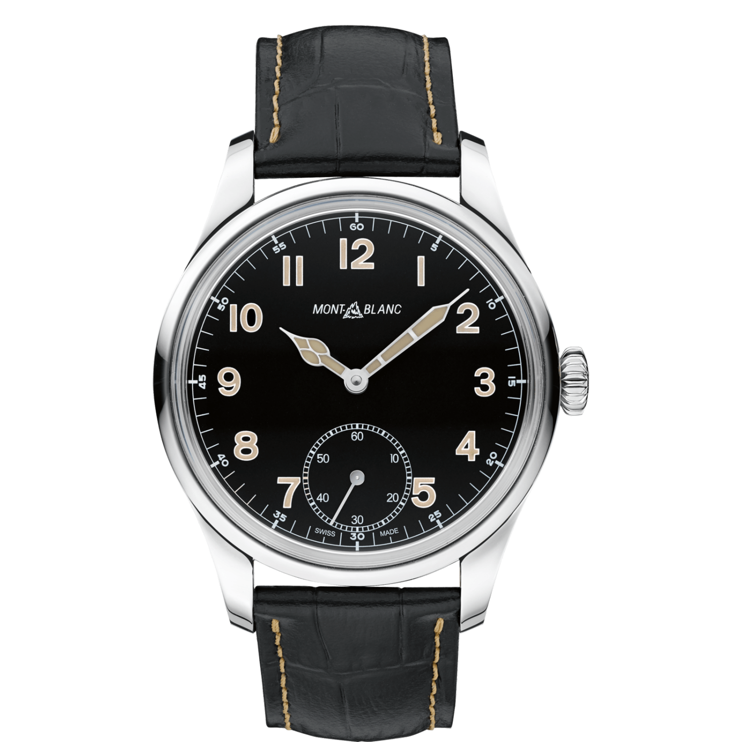 Montblanc 113860 : 858 Manual Small Second Stainless Steel / Black