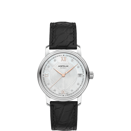 Montblanc 114957 : Tradition Date Automatic 32mmStainless Steel / MOP / Alligator