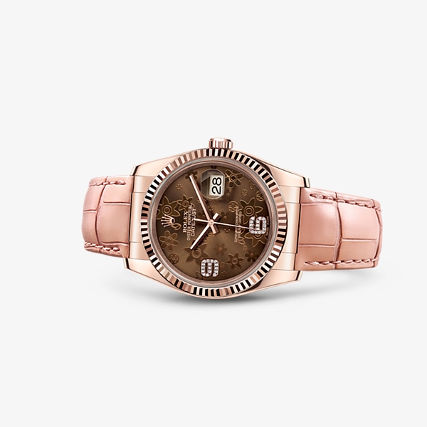 Rolex 116135-0052 : Datejust 36 Everose Strap Chocolate Floral