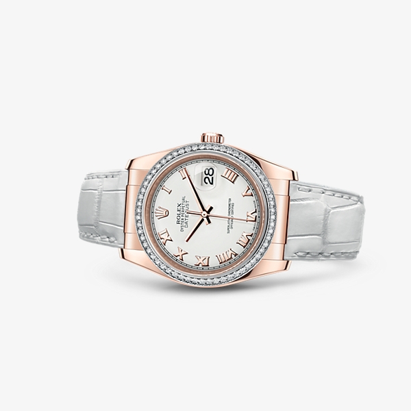 Rolex 116185-0031 : Datejust 36 Everose Strap Ivory Roman