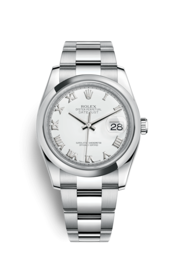 Rolex 116200-0055 : Datejust 36 Stainless Steel Domed / Oyster / White Roman