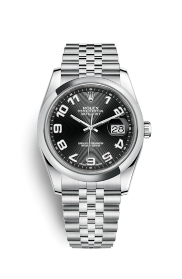 Rolex 116200-0093 : Datejust 36 Stainless Steel Domed / Jubilee / Black Arabic