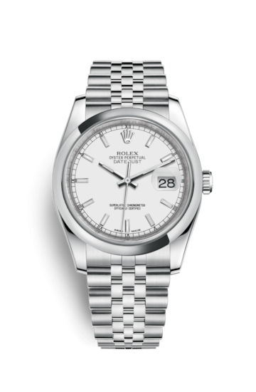 Rolex 116200-0100 : Datejust 36 Stainless Steel Domed / Jubilee / White