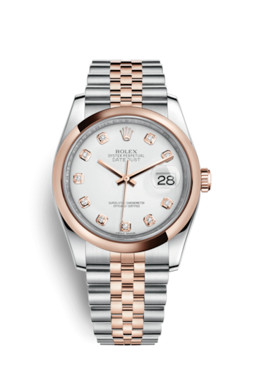 Rolex 116201-0067 : Datejust 36 Rolesor Everose Domed / Jubilee / White Diamond