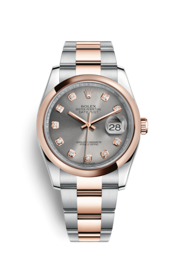 Rolex 116201-0082 : Datejust 36 Rolesor Everose Domed / Oyster / Steel Diamond