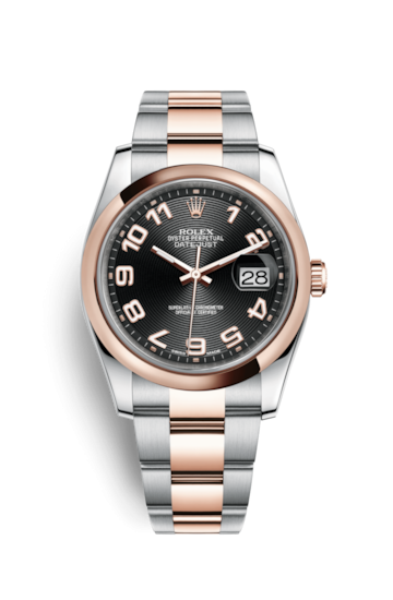 Rolex 116201-0087 : Datejust 36 Rolesor Everose Domed / Oyster / Black Arabic