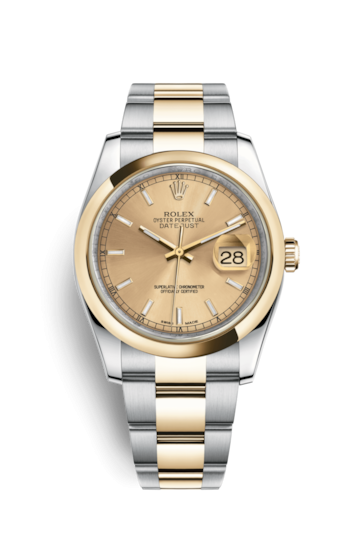 Rolex 116203-0125 : Datejust 36 Rolesor Yellow Domed / Oyster / Champagne