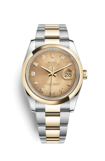 Rolex 116203-0130 : Datejust 36 Rolesor Yellow Domed / Oyster / Champagne Diamonds