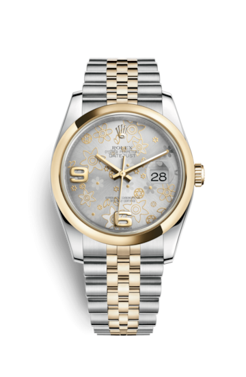 Rolex 116203-0139 : Datejust 36 Rolesor Yellow Domed / Jubilee / Silver Floral