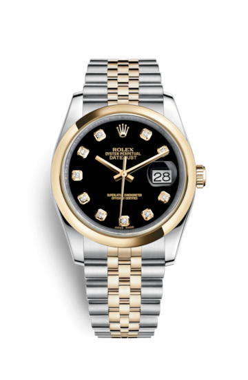 Rolex 116203-0168 : Datejust 36 Rolesor Yellow Domed / Jubilee / Black Diamond